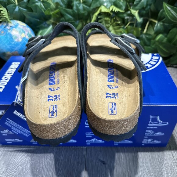 Birkenstock New w/ Box Arizona Black Oiled Leather Soft Bed Women Size 40 L9 - Picture 6 of 7